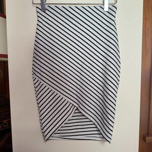 ZARA Trafaluc Black White Stripe Nautocal Breton Skirt  -  S
